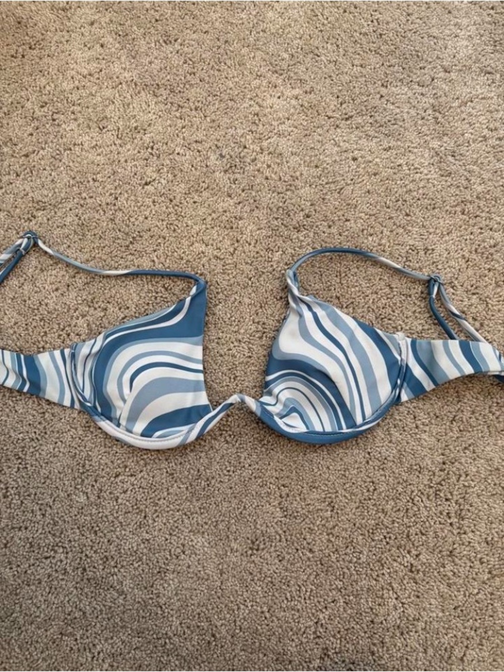 Blue and White Swirl Underwire Bikini Top